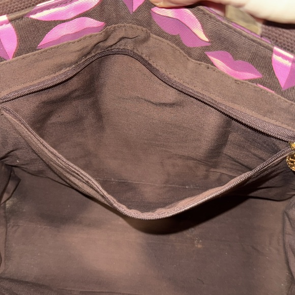 Tory Burch Bag Ella Lips Patent Leather & Canvas Logo Small Tote Bag RARE - Picture 14 of 17